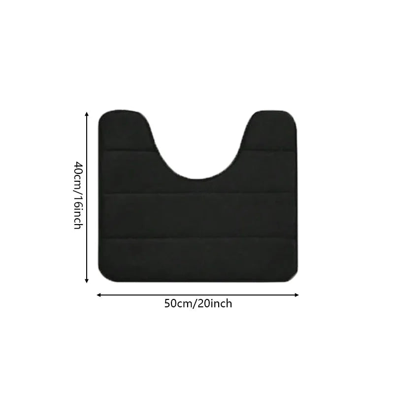 1PC Pure Color Stripe Bathroom Toilet U-Mat Carpet, Soft Non-Slip Quick-Dry Bathroom Mat, Family Bathroom Bibulous Shower Carpet
