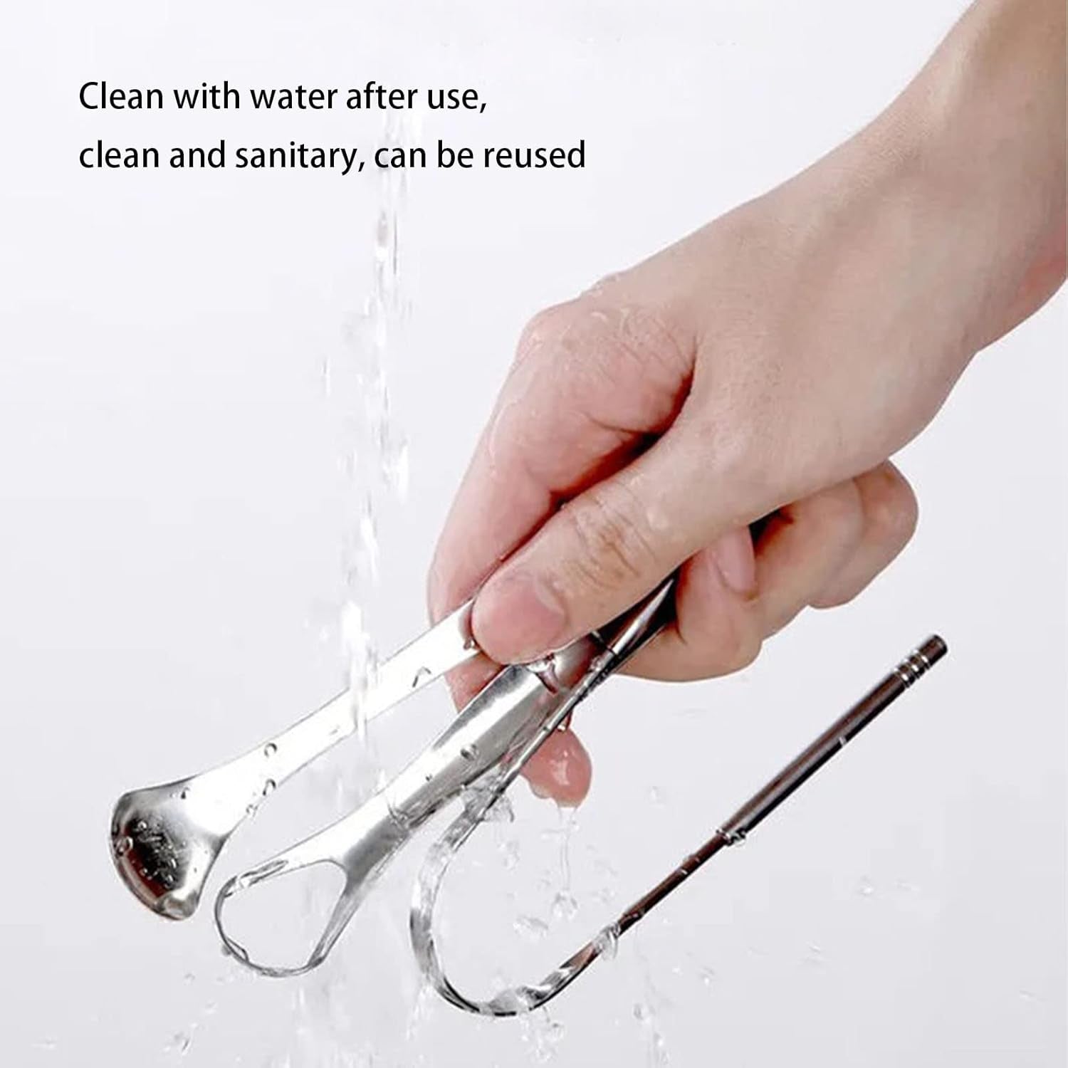2 Pack Tongue Scraper,Stainless Steel Tongue Cleaners,Tongue Scraper for Adults, Reduce Bad Breath and Fresh Breath(Silver)