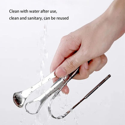 2 Pack Tongue Scraper,Stainless Steel Tongue Cleaners,Tongue Scraper for Adults, Reduce Bad Breath and Fresh Breath(Silver)