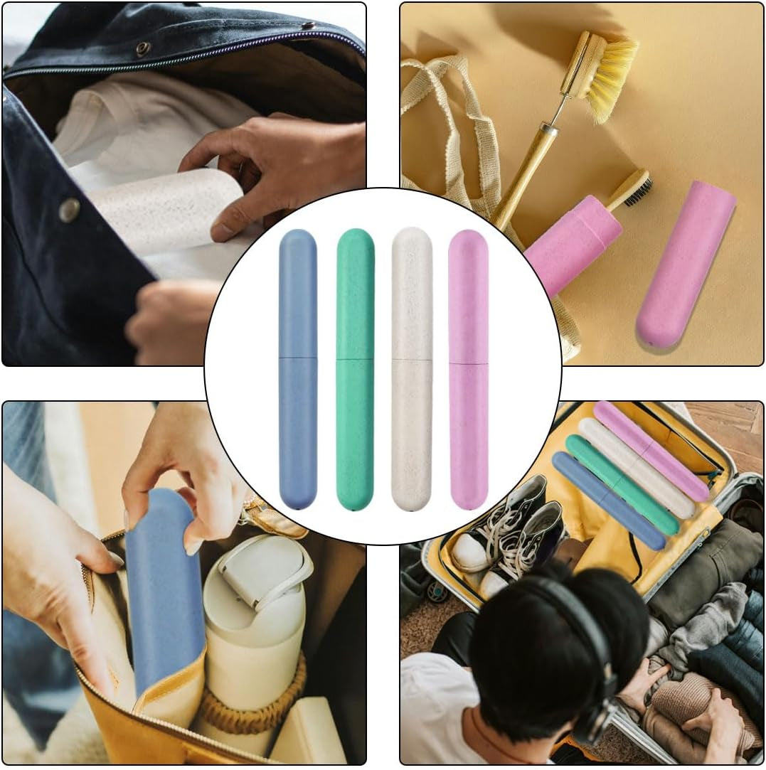 4 Pack Travel Toothbrush Case, Holder Toothbrush Travel Containers for Trip Home Camping Dust-Proof and Sanitary, Travel Toothbrush Holder